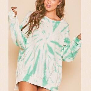 Mint & Off White Tie Dyed Sweatshirt w/Slits